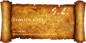 Ivanics Lili névjegykártya